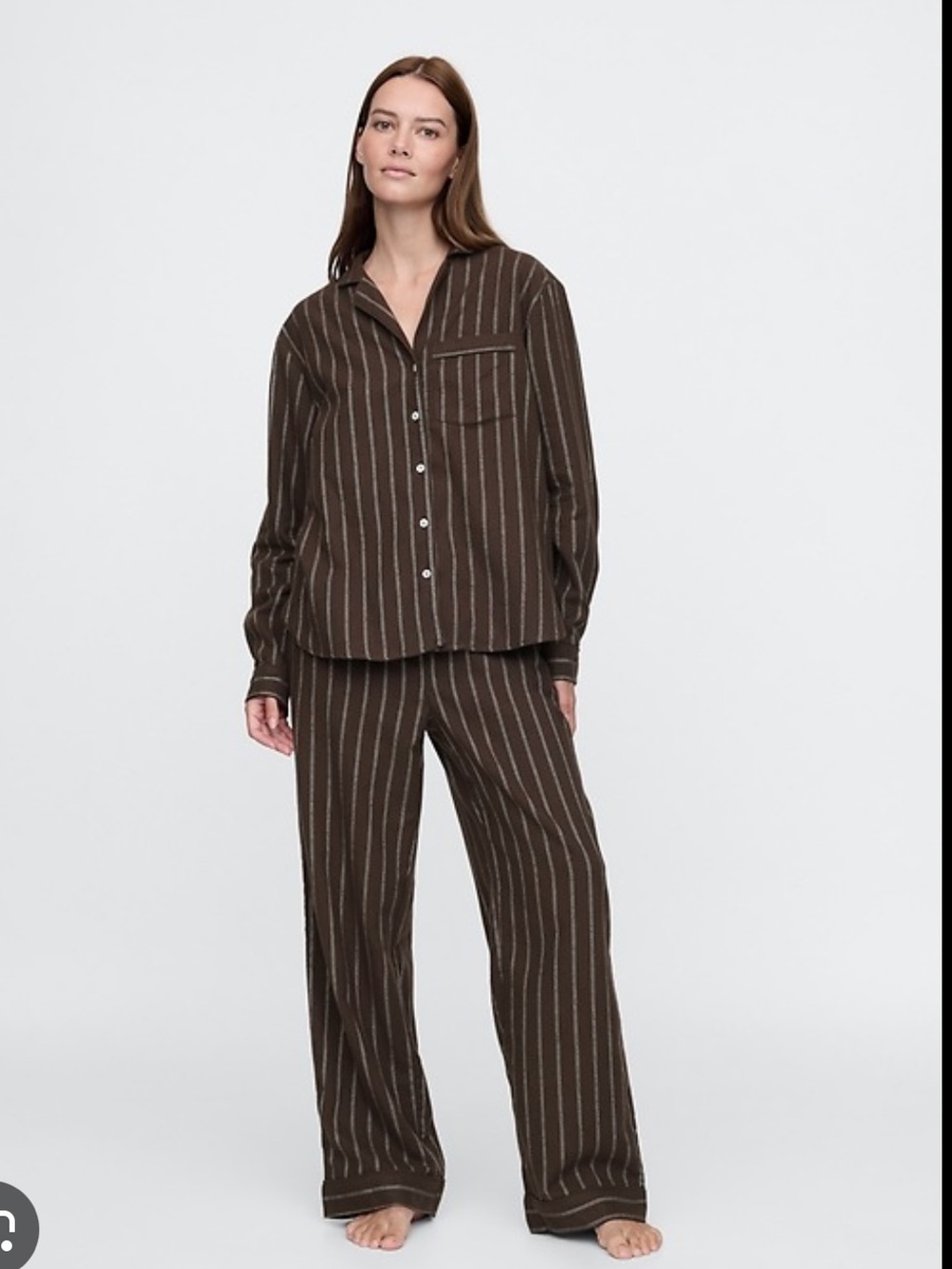 GAP Striped Brown Flannel Pajama Set